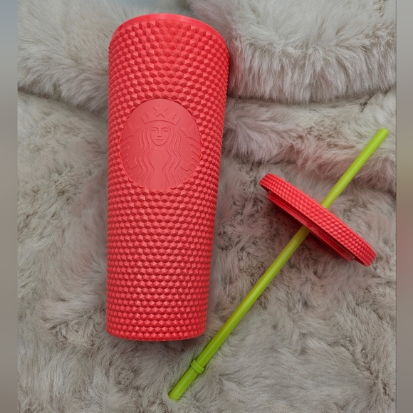 Starbucks Summer 2022‎ Dragonfruit Coral Studded Cold Cup Venti Tumbler 24 Oz - Picture 1 of 5